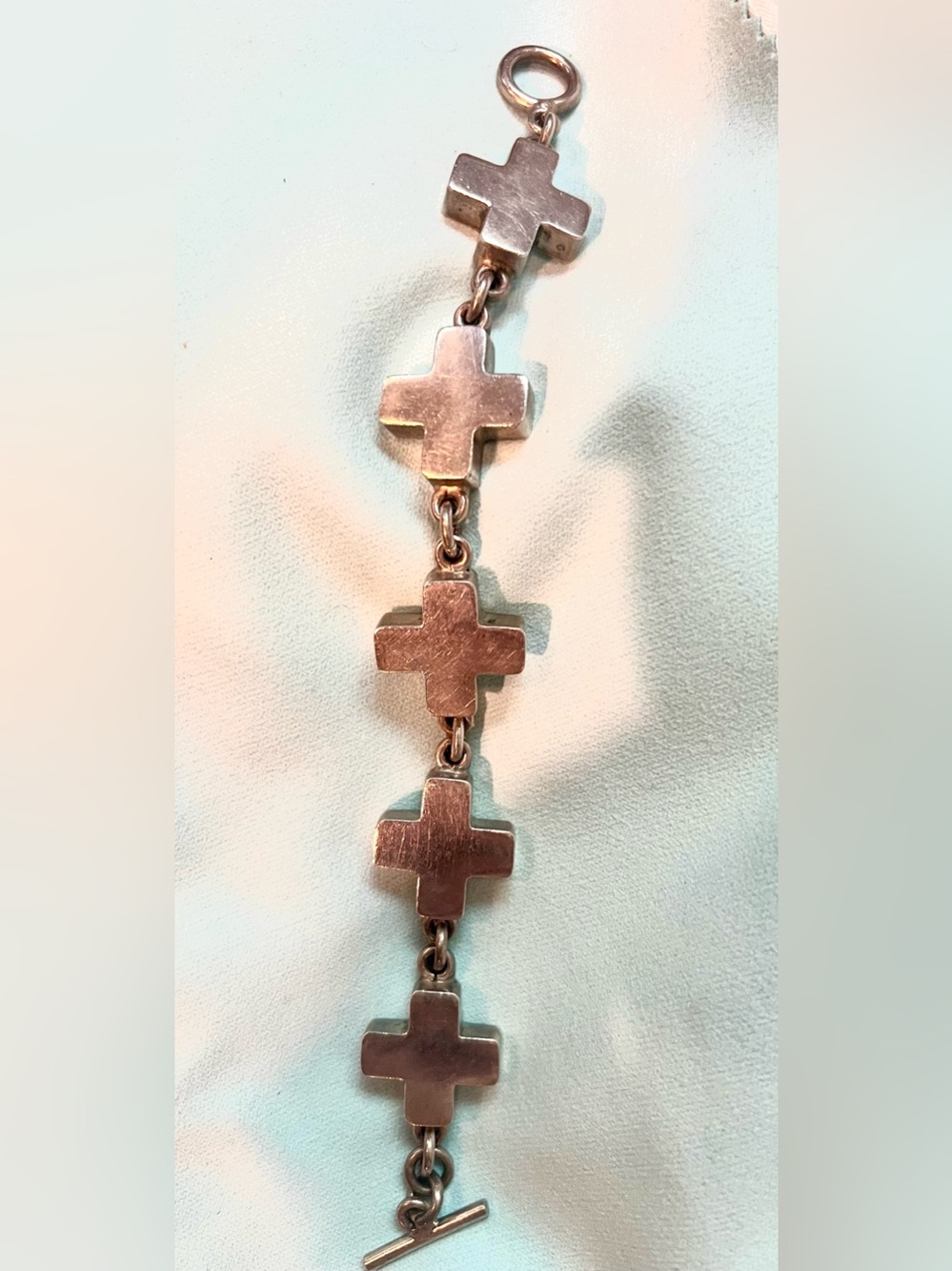 Vintage Mexican Silver Cross Link Bracelet